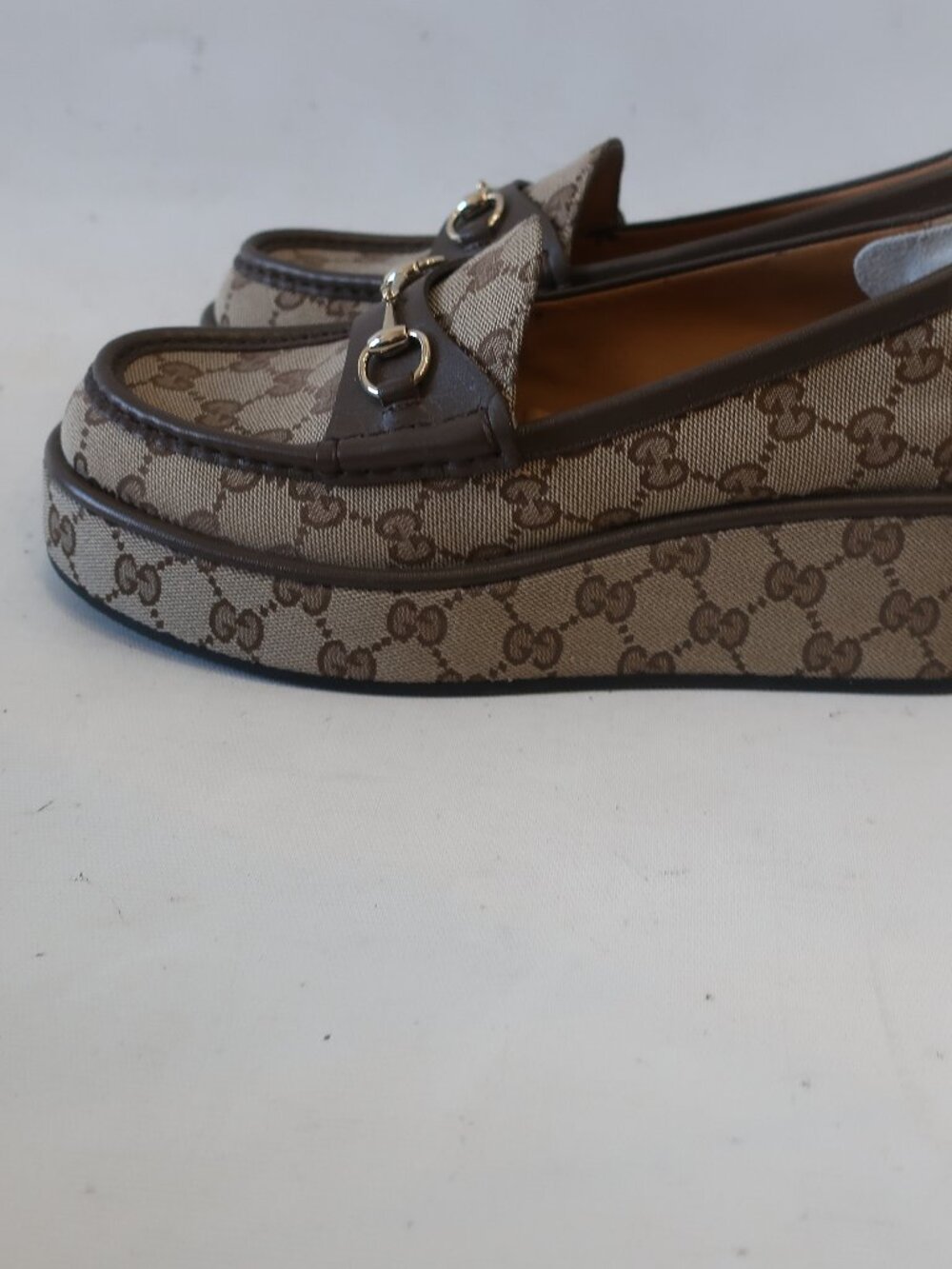 Gucci Ilde Brown Guccissima Canvas GG Supreme Horsebit Flatform Loafer 39 US/9 - Picture 5 of 16